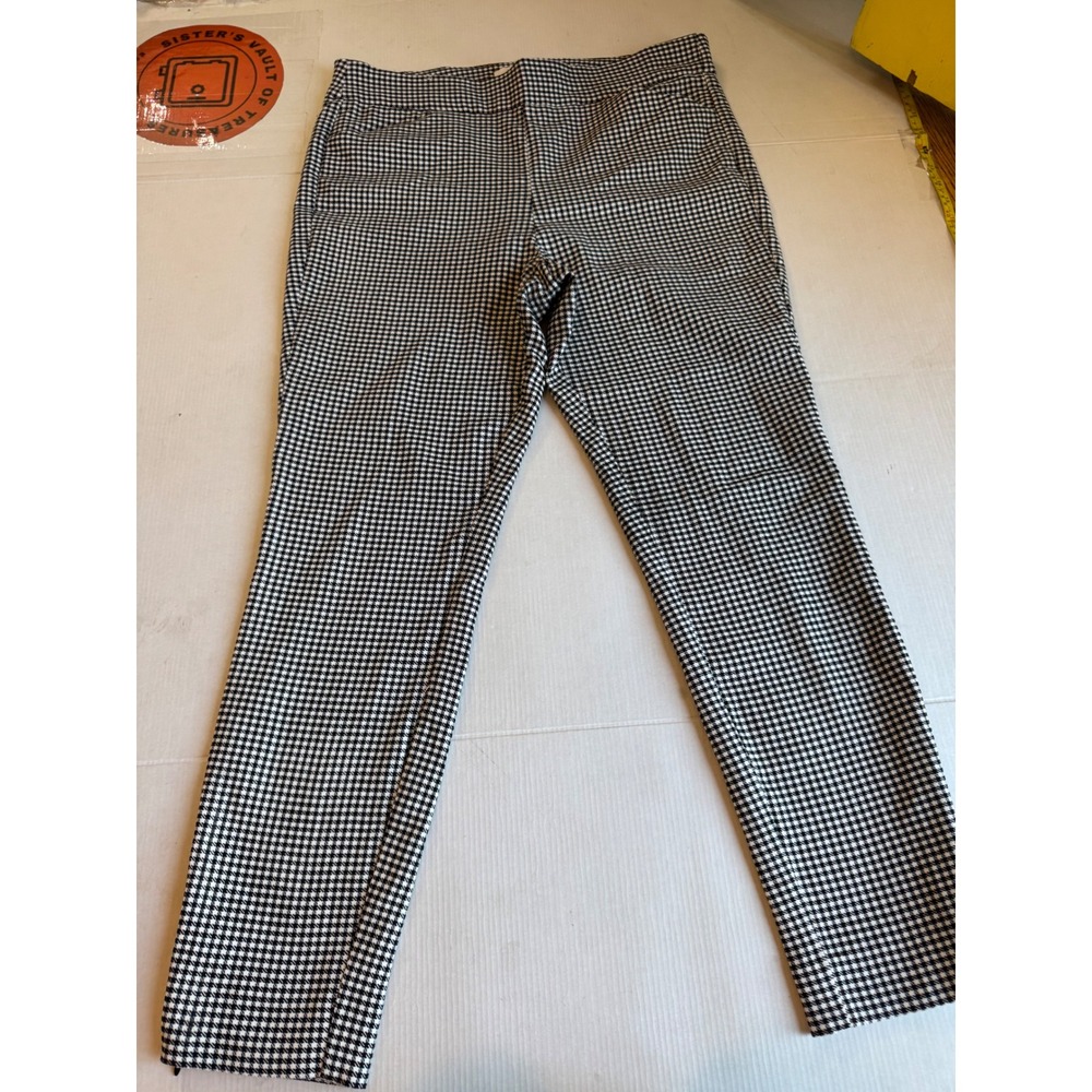 WHBM White House Black Market Houndstooth Skinny Ankle Pants Black White Size 14